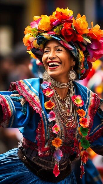 Premium Ai Image Woman In Local Costume Performing Ecuadorian