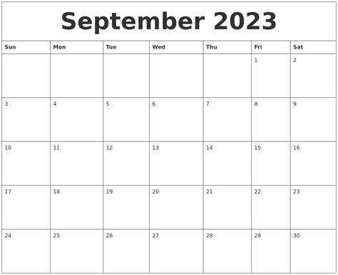 October 2023 Calendar Print Out