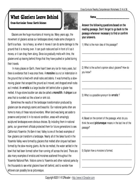 Grade 4 Reading Comprehension Worksheets Printable Printable Form