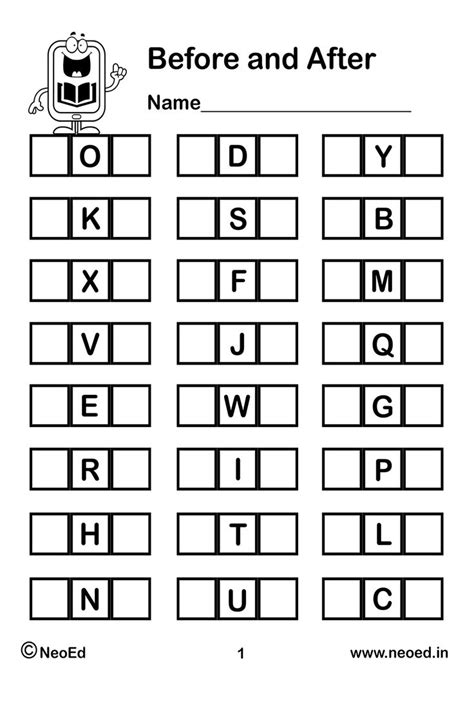 Alphabet - Write Before & After Letters - Capital Letters - Worksheet