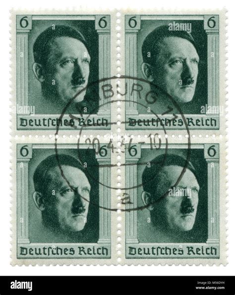German Postage Stamp Block Of Four Stamps The 48th Birthday Of Adolf