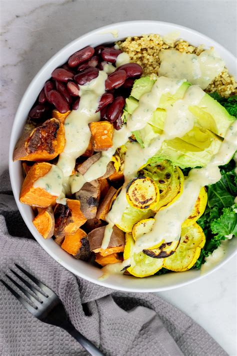 30 Minute Vegan Buddha Bowl With Sweet Potatoes Quinoa Recipe