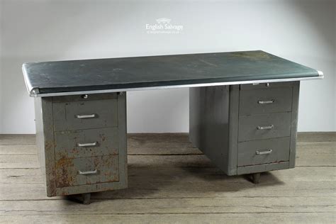 Our industrial machine legs are perfect for desks, side tables. Vintage Industrial Metal Cabinet Desk / Table