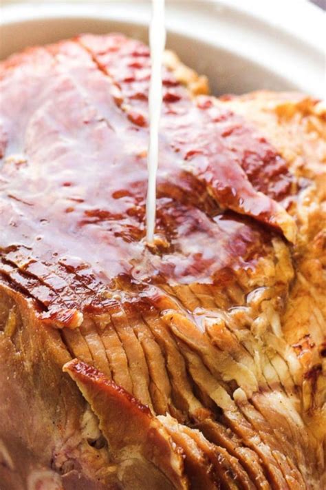 Mix the remaining ingredients and pour them over the ham. Brown sugar crock pot maple glazed bone in ham cooked with ...