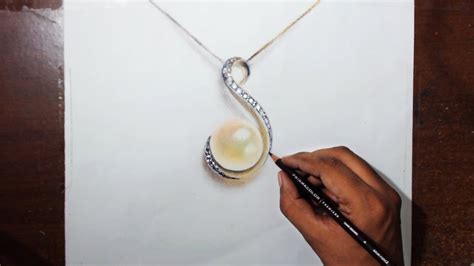 Drawing a pearl locket - Prismacolor pencils - YouTube
