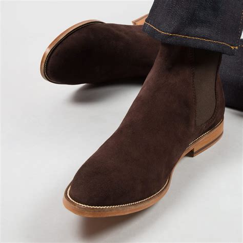 Handmade Mens Chocolate Brown Chelsea Suede Leather Boot Men Ankle