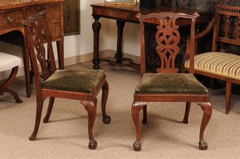 Pair Of 18th Century English Chippendale Side Chairs In Walnut At 1stdibs