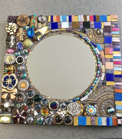 Bejeweled Mosaic Mirror Accent Mirror 12 Inches Square Mosaic Art Mosaic Artwork Mosaic Mirror