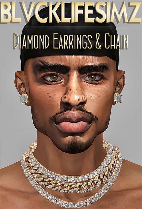 Bls Diamond Earrings And Chain Sims 4 Male Clothes