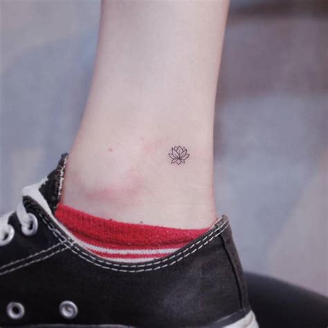 Minimalist Lotus Flower Tattoo On The Ankle
