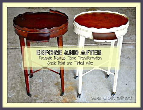 A spin on decoupage with these queen anne style painted end tables with lined drawers using wallpaper, mod podge and poster board for a removable drawer liner. Serendipity Refined Blog: Roadside Rescue Side Table Chalk Paint/Tinted Wax Makeover: Before and ...