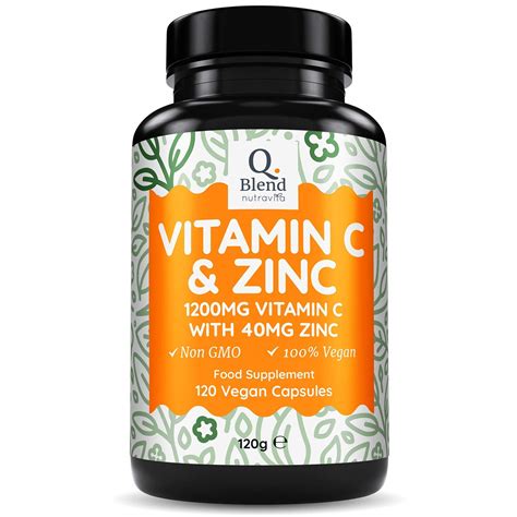 Buy Vitamin C 1200mg And Zinc 40mg High Strength Vegan Ascorbic Acid
