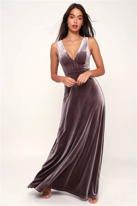 Beautiful Night Dusty Purple Velvet Sleeveless Maxi Dress Maxi Dress