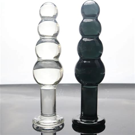 black large artificial pyrex glass dick crystal dildo penis anal beads big ball butt plug