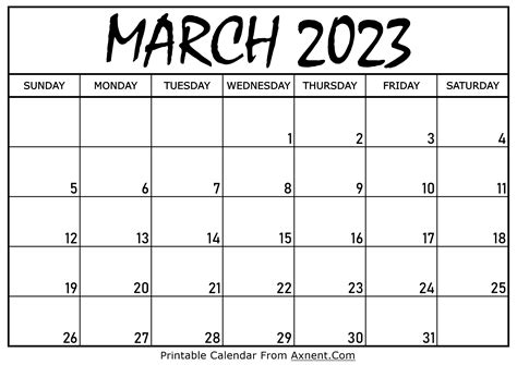 Printable March 2023 Calendar Template Print Now