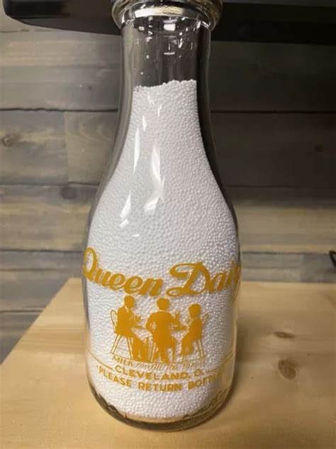 Queens Dairy Cleveland Ohio Pyro Milk Bottle Quart 10000 Picclick