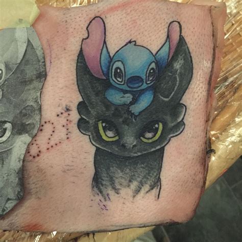 Stitch And Toothless Tattoo
