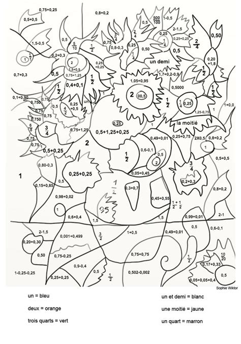 Coloriages magiques multiplication pour la table de 2. Coloriage204: coloriage magique fractions