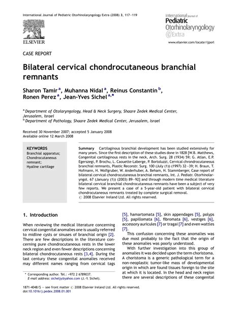 Pdf Bilateral Cervical Chondrocutaneous Branchial Remnants