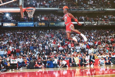 His Airness Michael Jordans Iconic Free Throw Line Dunk During The Nba All Star Slam Dunk
