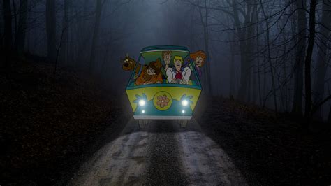We have an extensive collection of amazing background images. Scooby-Doo Mystery Machine Night Forest Trees Lights HD ...
