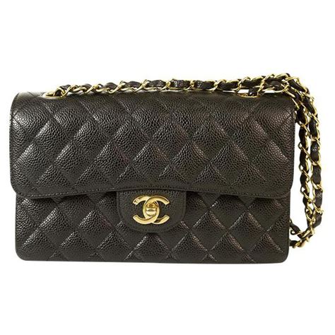 Timeless Chanel Black Caviar Leather 255 Classic Lined Flap Small Bag