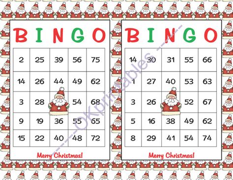 60 Merry Christmas Bingo Cards Instant By Okprintables