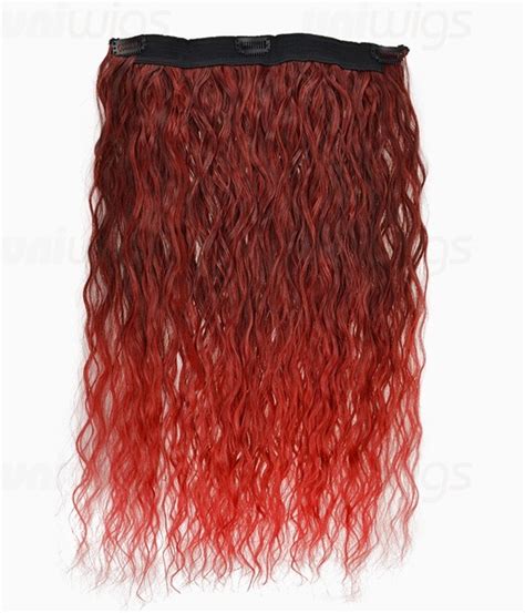 20" Ombre Red Curly Heat Friendly Synthetic Flip & Clip In ...