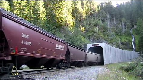 bnsf grain train exits stampede tunnel october 2008 youtube