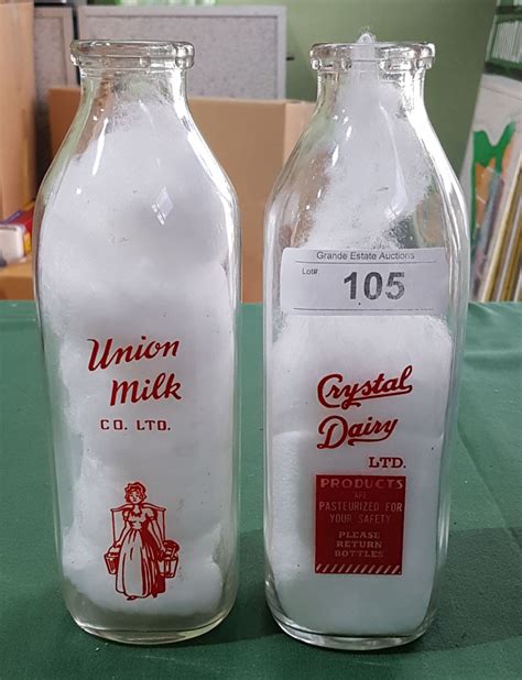 Vintage Union Milk And Crystal Dairies Milk Bottles