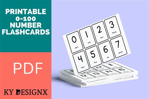 Printable 0 100 Number Flashcards Graphic By Ky Designx · Creative Fabrica