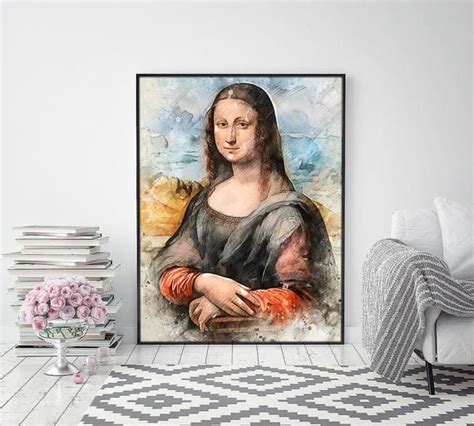 Mona Lisa Art Reproduction Abstract Mixed Art Sketch Wall Art Home