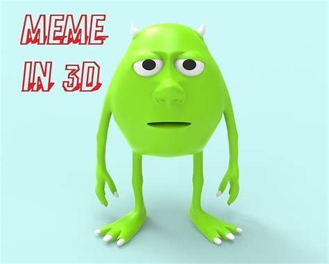 Mike Wazowski With Sulley Sully Face Meme In 3d 3d Model 3d Printable