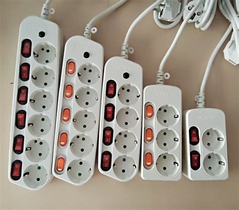Eu Extension Cord Socket 1016a Overload Protection Power Board Socket