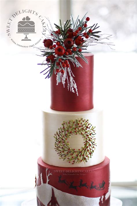 A rich fruit cake made by my english aunt was the base for the two options of this it was my husband's aunt's birthday and christmas party on the same day so i made this wreath cake to serve 12 adults. Christmas Elegance | Christmas wedding cakes, Christmas ...