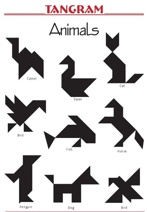 49 Animal Tangrams And Additional 19 Animal Tangram Puzzles Etsy