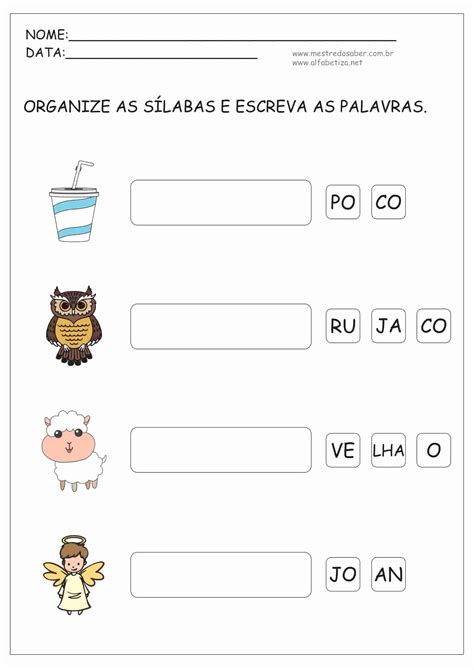 Atividades De Alfabetização Sílabas Mestre Do Saber Loja