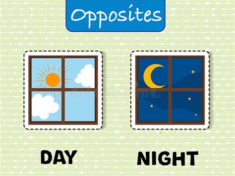 Words Day And Night Flashcard Opposite Adjectives Explanation Card
