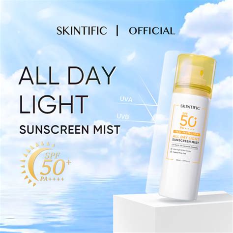 Promo Skintific All Day Light Sunscreen Mist Spf50 Pa Body Spray Skintific Official