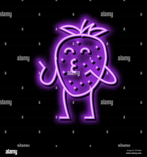 Strawberry Character Neon Glow Icon Illustration Stock Vector Image