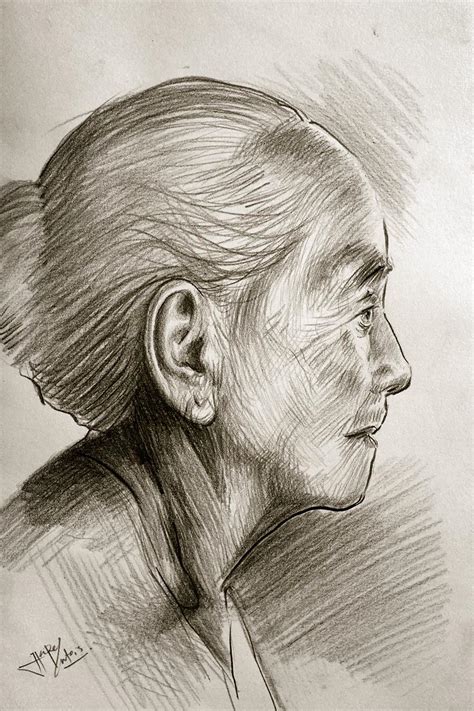 40 Buat Gambar Sketsa Wajah Nenek Terkeren Sketsa