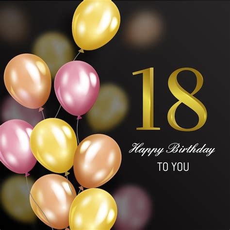 Free Vector Happy 18th Birthday Background With Realistic Balloons