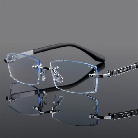 Men S Diamond Cut Glasses Rimless Glasses Ultralight Titanium Finished Custom Prescription
