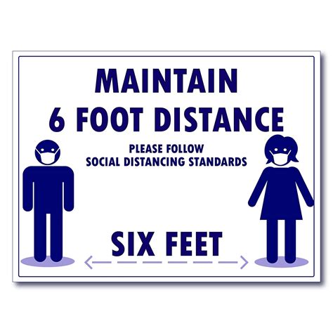 Covid 19 Social Distance 6 Feet Sign Laminated 15x20