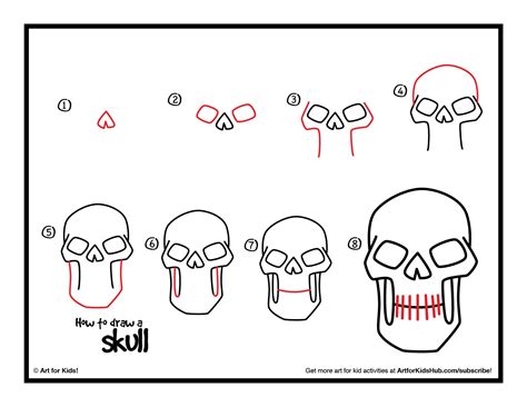 How To Draw A Skull Art For Kids Hub Easy Halloween Drawings
