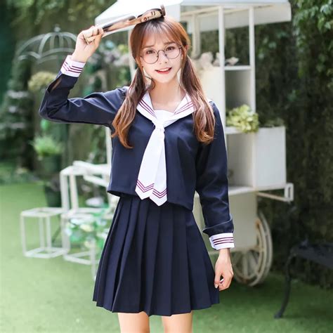 Long Sleeve Japanese Korea Girls School Uniform Students Suit Campus