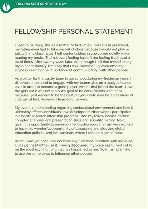 Fellowship Personal Statement Sample By Pssamples On Deviantart