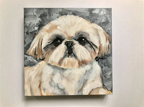 Acrylic Painting Shih Tzu Custom Pet Portrait By Petsandpaints In 2019