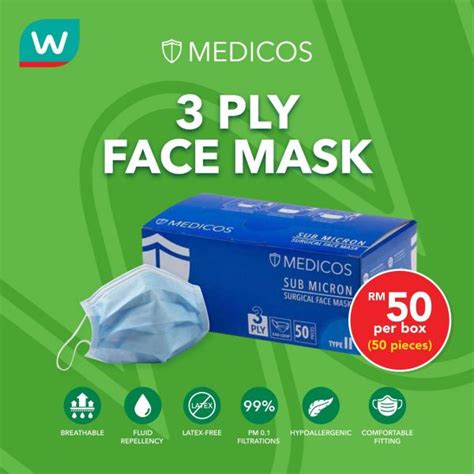 You will receive the whole blue box of face mask. Watsons Medicos 3-Ply Face Mask 50s for RM50