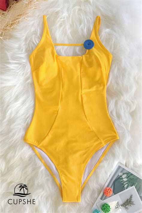Bright Yellow One Piece Swimsuit Yellow One Piece One Piece Swimsuit